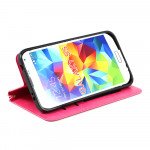 Wholesale Samsung Galaxy S5 SM-G900 Slim Flip Leather Wallet TPU Case with Strap and Stand (Hot Pink)